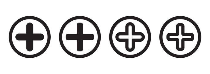 Set of First aid box icons. First aid kit, Medical care bag symbol collection.  Emergency medicine concept. Vector Illustration.