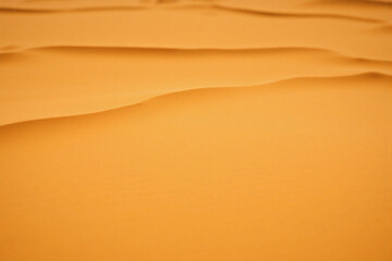 Close up of desert landscape golden sand dunes low angle