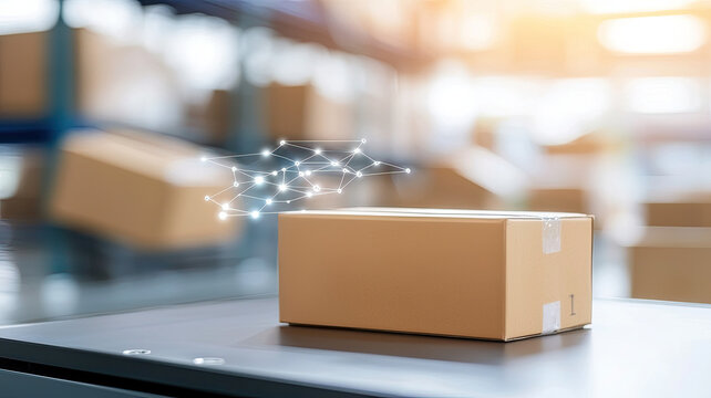 Smart package tracking with AI technology in modern warehouse environment