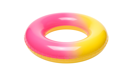 Colorful Pink and Yellow Pool Float on PNG Transparent Background - Perfect for Summer Fun and Water Activities