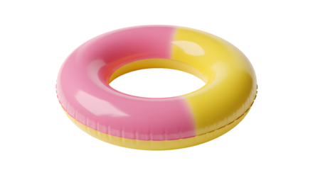 Colorful Pink and Yellow Pool Float on Transparent Background - Perfect for Summer Fun and Water Activities