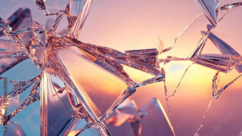 Poster crystal shards sparkle and shift in mesmerizing sunset glow