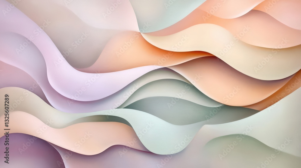 Poster subtle pastel waves interweaving to create a soothing visual texture