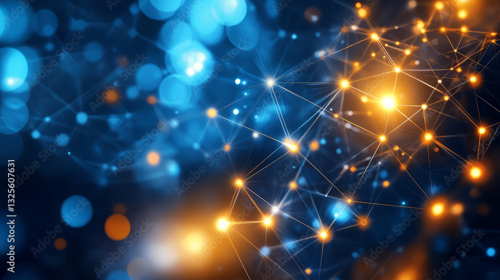 Poster abstract design of digital network highlighting connections and nodes