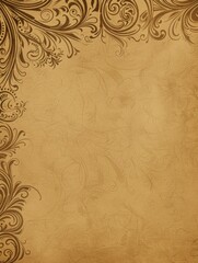 Vintage Inspired Letterpaper Design with Brown Wrapping Paper Background and Retro Patterns - High Definition Simple Layout.