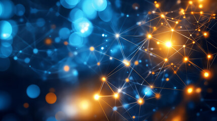 Abstract design of digital network highlighting connections and nodes