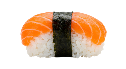 Delicious Salmon Sushi on Transparent Background - Fresh Japanese Cuisine for Food Lovers