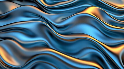 Abstract Blue and Gold Fabric Texture with Soft Waves