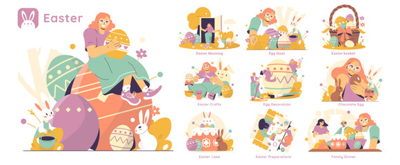 Obraz premium Easter. Flat Vector Illustration