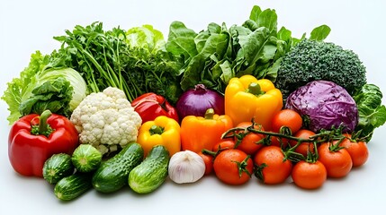 Variety of vegetables on white background