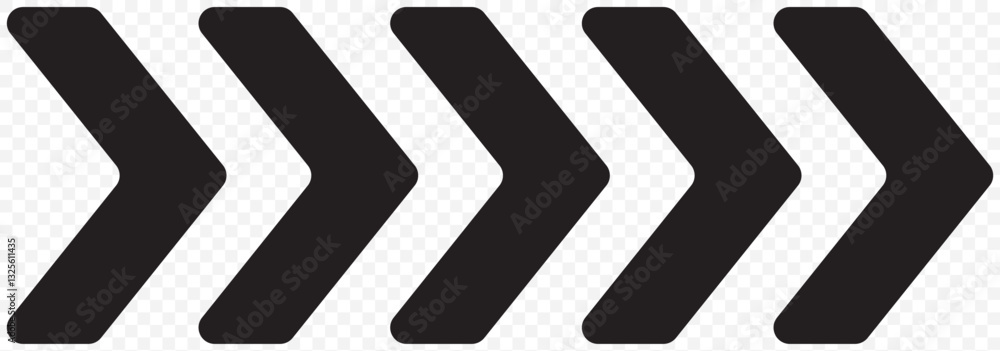 Poster simple white chevron arrows, isolated, pointing rightward in sequence, creating dynamic forward move