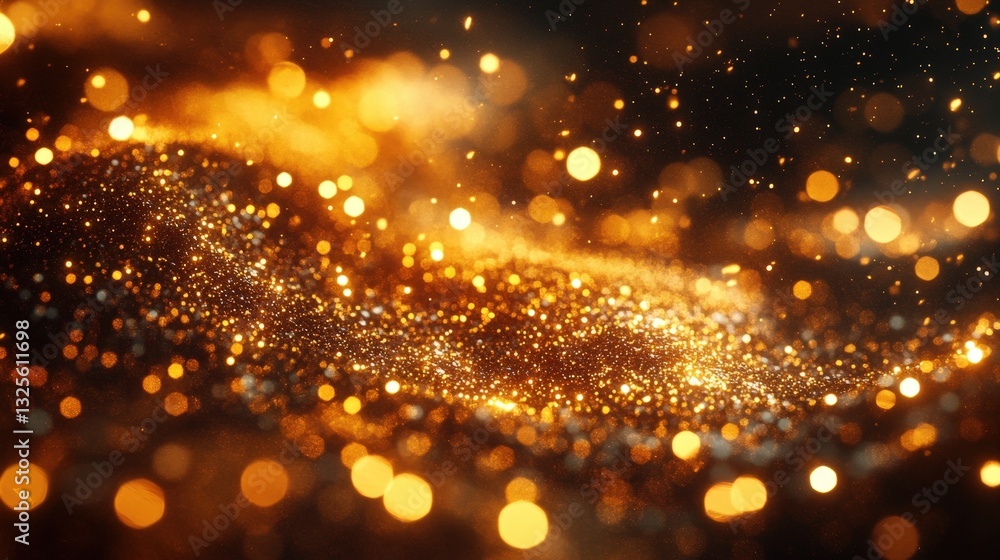 Poster abstract background of sparkling golden bokeh lights creating a magical and festive atmosphere. the 