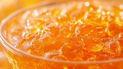Glorious Orange Gelatin Dessert in Glass Bowl with Bubbles