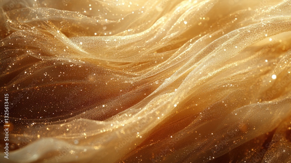Poster a golden fabric shimmering with sequins, creating a luxurious and elegant background with gentle cur