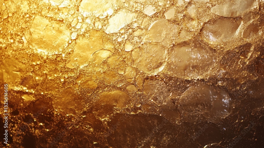 Poster an abstract close-up of a golden-toned cobblestone wall with an old cobweb on it, displaying texture