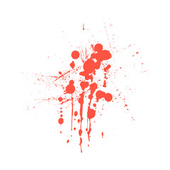 Paint splash isolated on white.  Blood splatters. Red blots of watercolor Realistic bloody splatters for Halloween Drop of blood concept. blood splat isolated on png background.