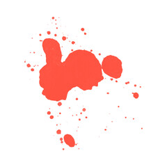 Paint splash isolated on white.  Blood splatters. Red blots of watercolor Realistic bloody splatters for Halloween Drop of blood concept. blood splat isolated on png background.