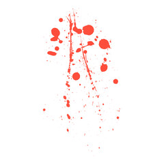 Paint splash isolated on white.  Blood splatters. Red blots of watercolor Realistic bloody...