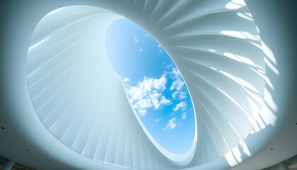 Architectural Marvel: Sky Through a Spiral Dome Structure
