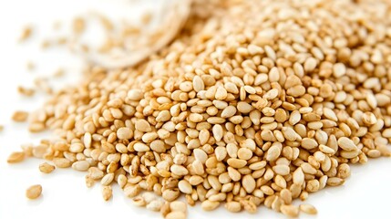 Fototapeta premium Heap of Sesame Seeds Isolated on White Background