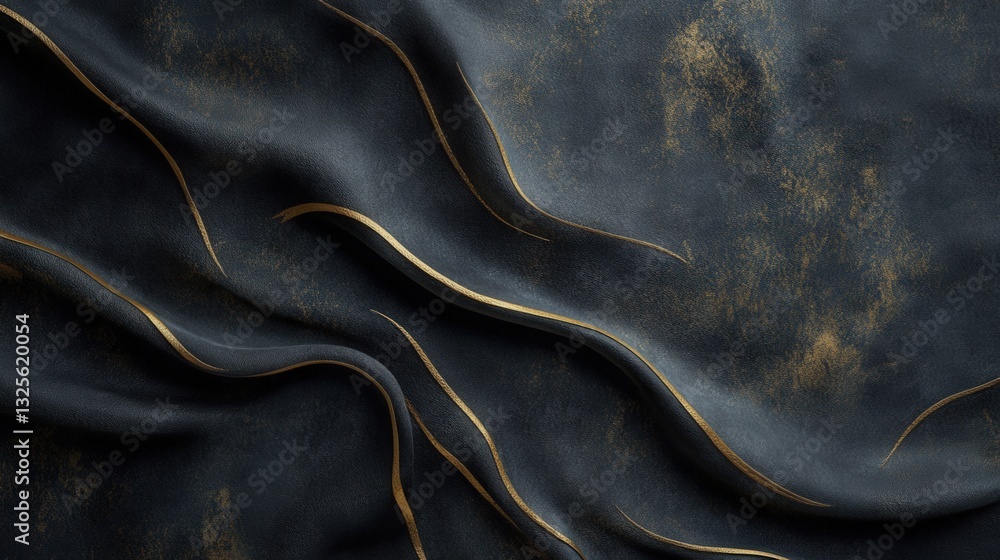 Poster abstract dark textile background with golden accents, creating a luxurious and elegant pattern