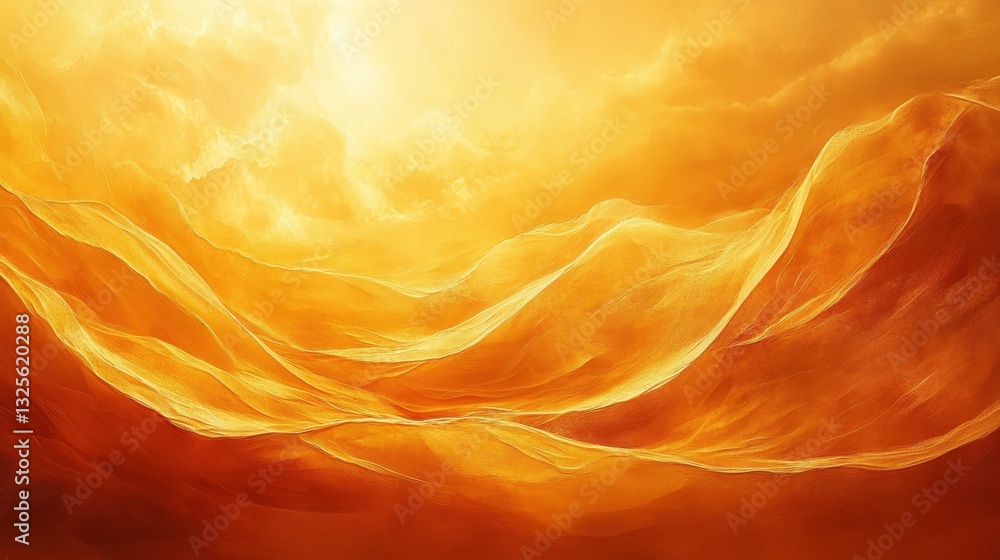 Poster abstract flowing golden clouds and textures that evoke warmth and energy, perfect for adding a touch