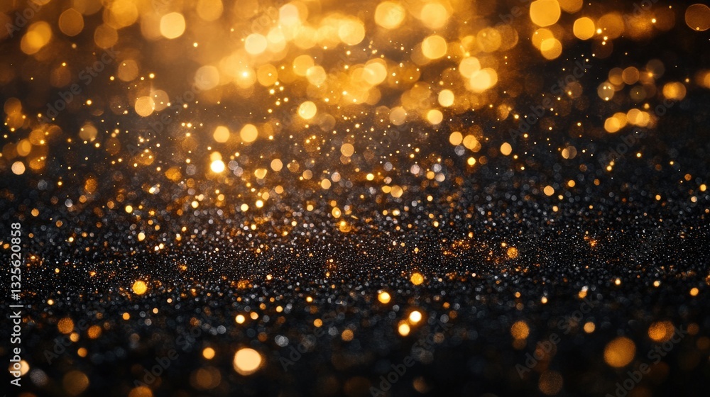 Poster sparkling golden lights creating a beautiful bokeh effect