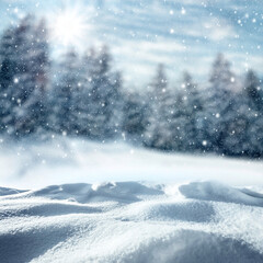 Winter Wonderland Snowfall Serene Snow-Covered Landscape with Falling Snowflakes generated image