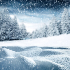 Winter Wonderland Snowfall Serene Snow-Covered Landscape with Falling Snowflakes generated image