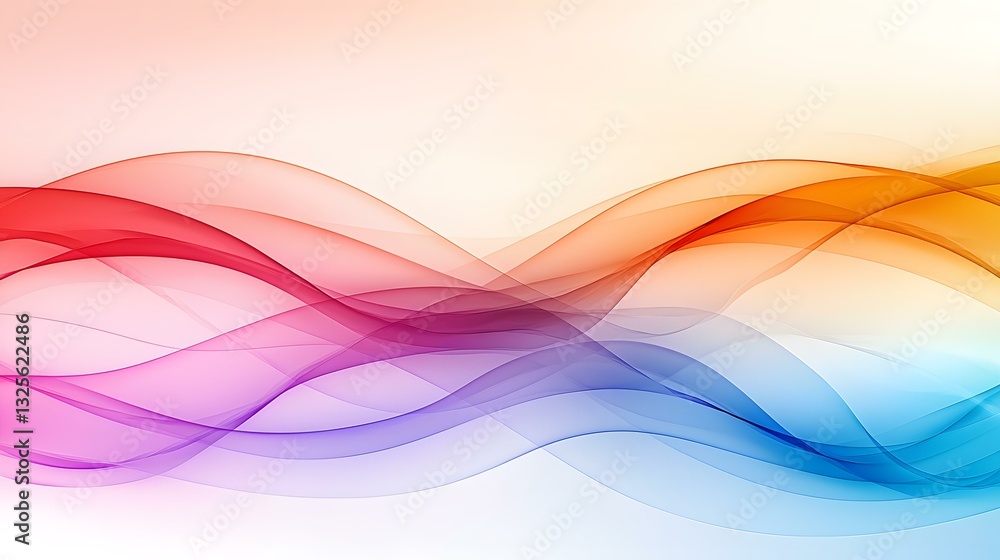 Aufkleber the image contains abstract colorful waves that transition smoothly from red to orange, then to blue