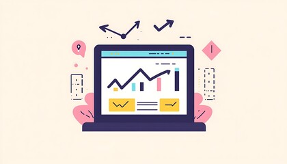 Minimalist landing page optimization icon with a webpage layout and improvement arrows