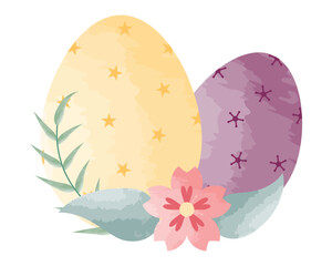 Pastel Color Easter Egg And Flowers Decoration