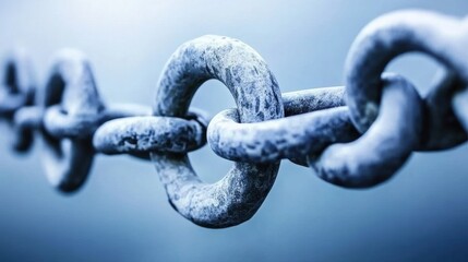 Fototapeta premium Close up of a Frozen Metal Chain Links with Icy Texture