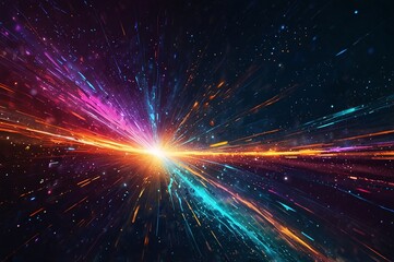 Naklejka premium Vibrant Cosmic Energy - Neon Light Streaks & Galactic Glow V5