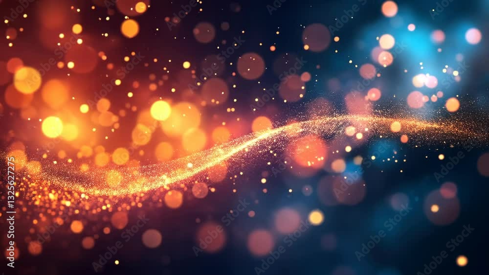 Poster mesmerizing orange and blue bokeh lights create magical moving wave pattern