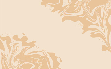 Marble acrylic swirl pattern. Coffee, caramel or chocolate liquid texture. Abstract beige brown psychedelic waves print background.