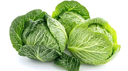 Obraz premium Three Green Cabbages isolated on white background