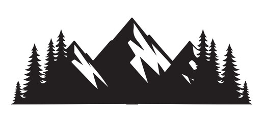 Majestic Mountain Range Silhouette A Natural Wilderness Scenery Illustration