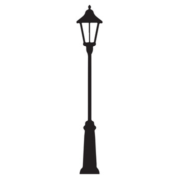 recommend clip art: Vintage Street Lamp Silhouette Illustration for Urban Landscape Design