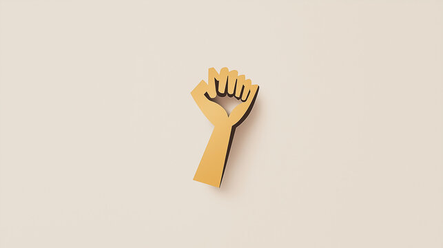 Power Symbol: A minimalist graphic depicts a clenched fist, a universally recognized symbol of strength, solidarity, and resistance, rendered in a modern aesthetic. 