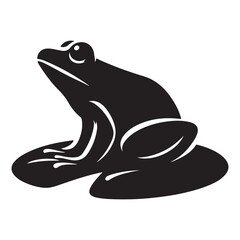 Frog on Lily Pad Silhouette Vector Nature Wildlife Amphibian Illustration
