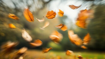 Autumn Leaves Dancing in a Park