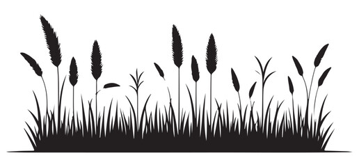 Tall Grass Silhouette Vector Graphic Field Meadow Nature Element