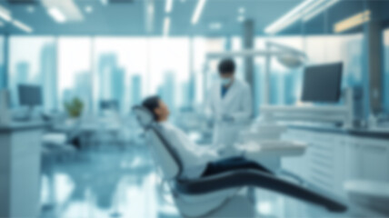 Blurred dental clinic background. Defocused interior of modern dental office. AI Generated Images