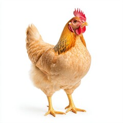 Fototapeta premium Golden Hen Studio Portrait Against White Background