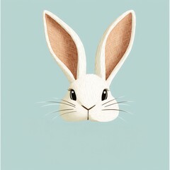 Obraz premium Cheerful illustration of a cute Easter bunny with large ears and a friendly expression. Ideal for holiday greetings, decorations, or children's activities during the Easter season
