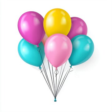 recommend clip art: Group of Pink Yellow and Teal Balloons on White Background