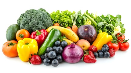 Fresh Produce Variety Isolated on White Background