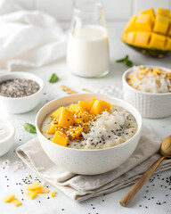Exotic Quinoa Porridge with Diced Mango Topping 