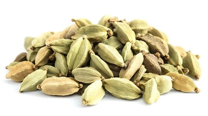 Pile of Cardamom Pods isolated on white background